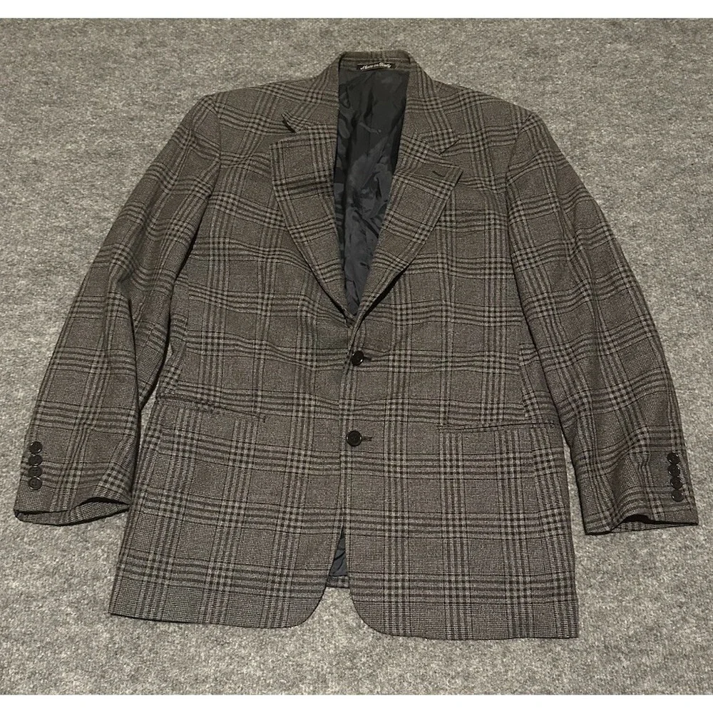 VTG Valentino Mens Glen Plaid Blazer Virgin Wool Neiman Marcus Made In Italy 39R
